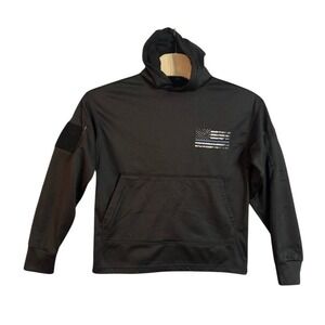 Rothco Mens Thin Blue Line American Flag Tactical Hoodie Black Small 5371